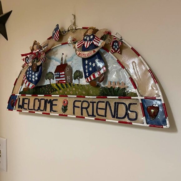Americana Toleware 3D Patriotic Folk Art Tin Sign/ Wall Decor - Picture 6 of 16